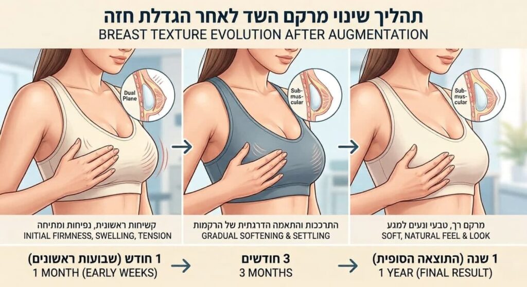 מרקם השד לאחר ניתוח הגדלת חזה